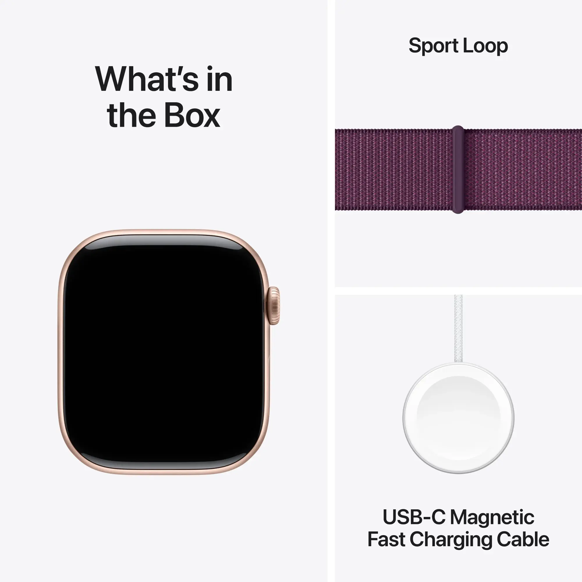 Apple Watch Series 10 (GPS) 46mm Aluminum Case with Plum Sport Loop - Rose Gold - (2024)