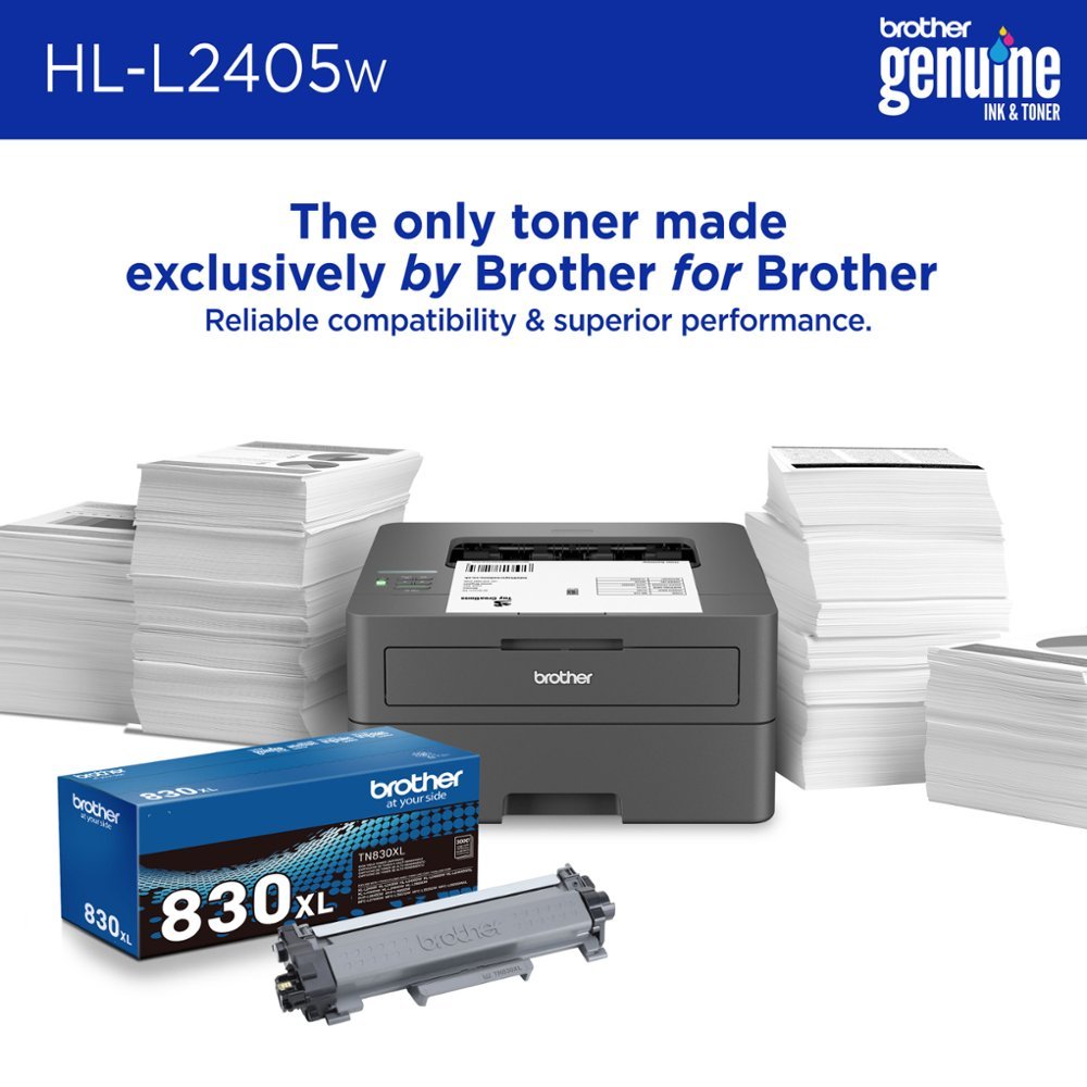 Brother - HL-L2405W Wireless Black-and-White Refresh Subscription Eligible Laser Printer - Gray