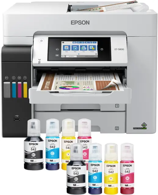 Epson - EcoTank Pro ET-5800 Wireless All-In-One Inkjet Printer - White-White