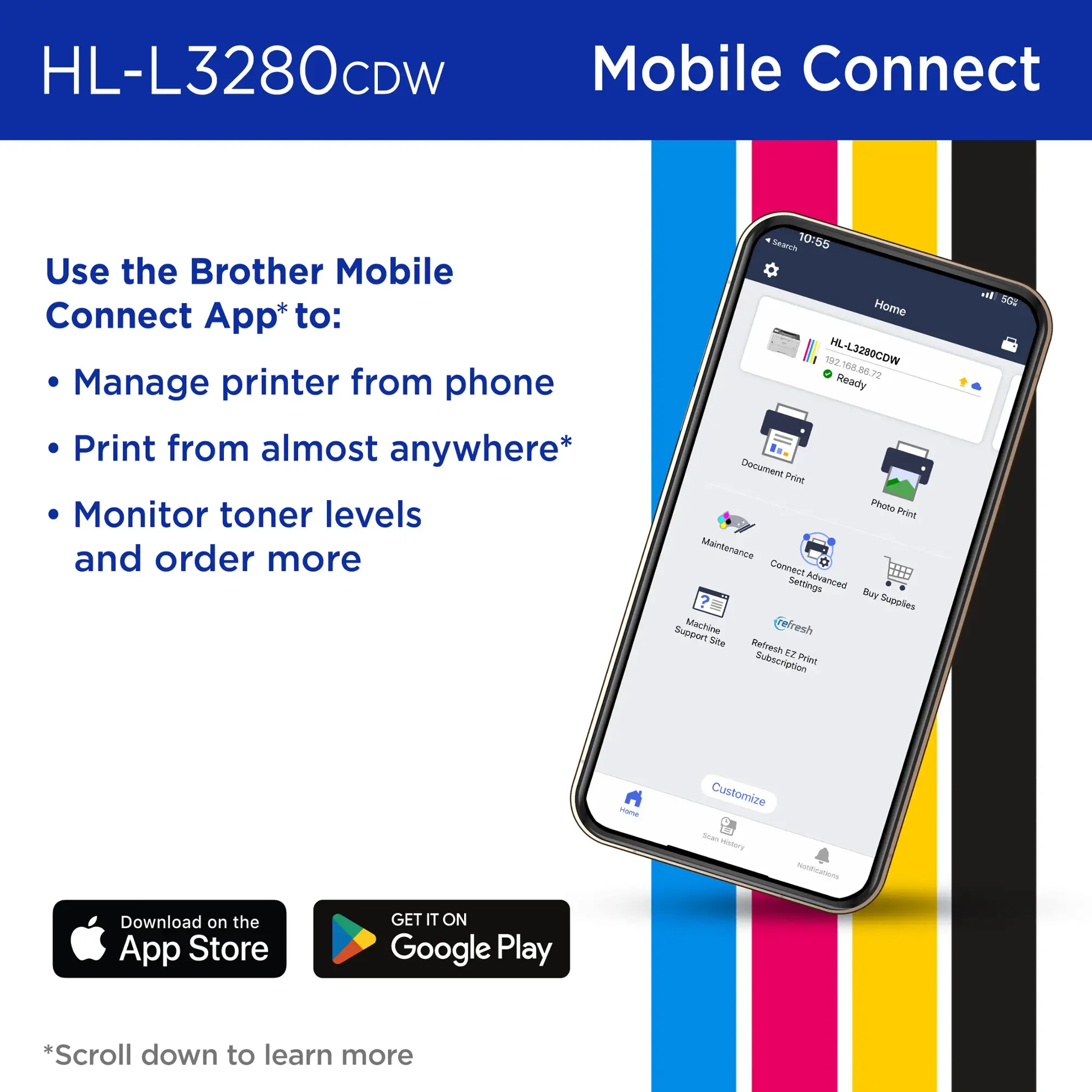 Brother - HL-L3280CDW Wireless Digital Color Printer with Laser Quality Output and Refresh Subscription Eligibility - White