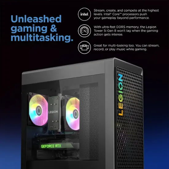 Lenovo - Legion Tower 5i Gaming Desktop - Intel Core i7 14700F - 32GB Memory - NVIDIA GeForce RTX 4070 SUPER - 1TB SSD - Storm Grey-32 GB Memory-1 TB-Storm Grey