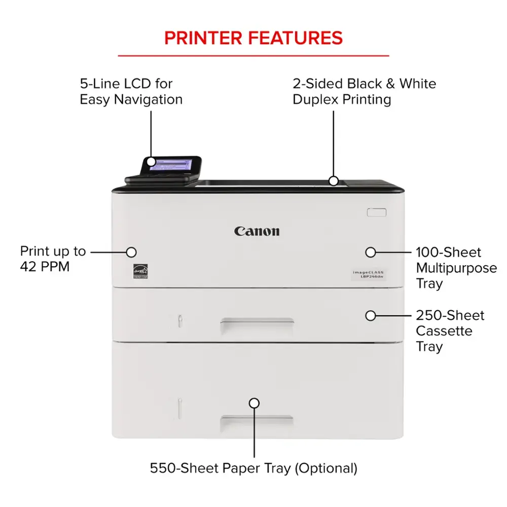 Canon - imageCLASS LBP246dw Wireless Black-and-White Laser Printer - White