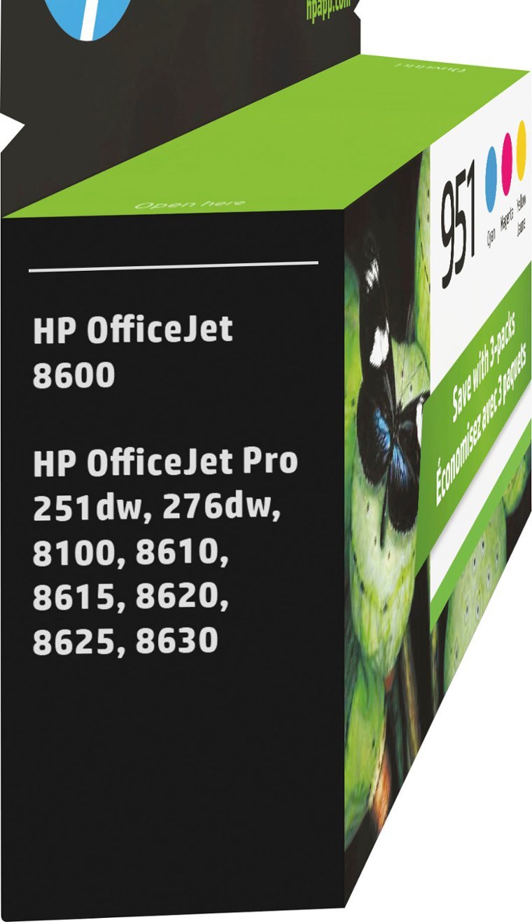 HP - 951 3-Pack Standard Capacity Ink Cartridges - Cyan/Magenta/Yellow-Cyan/Magenta/Yellow