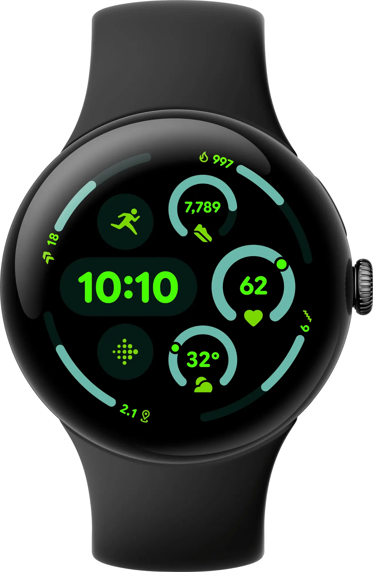 Google - Pixel Watch 3 (45mm) Smartwatch with Obsidian Band - Wi-Fi - Matte Black-Matte Black