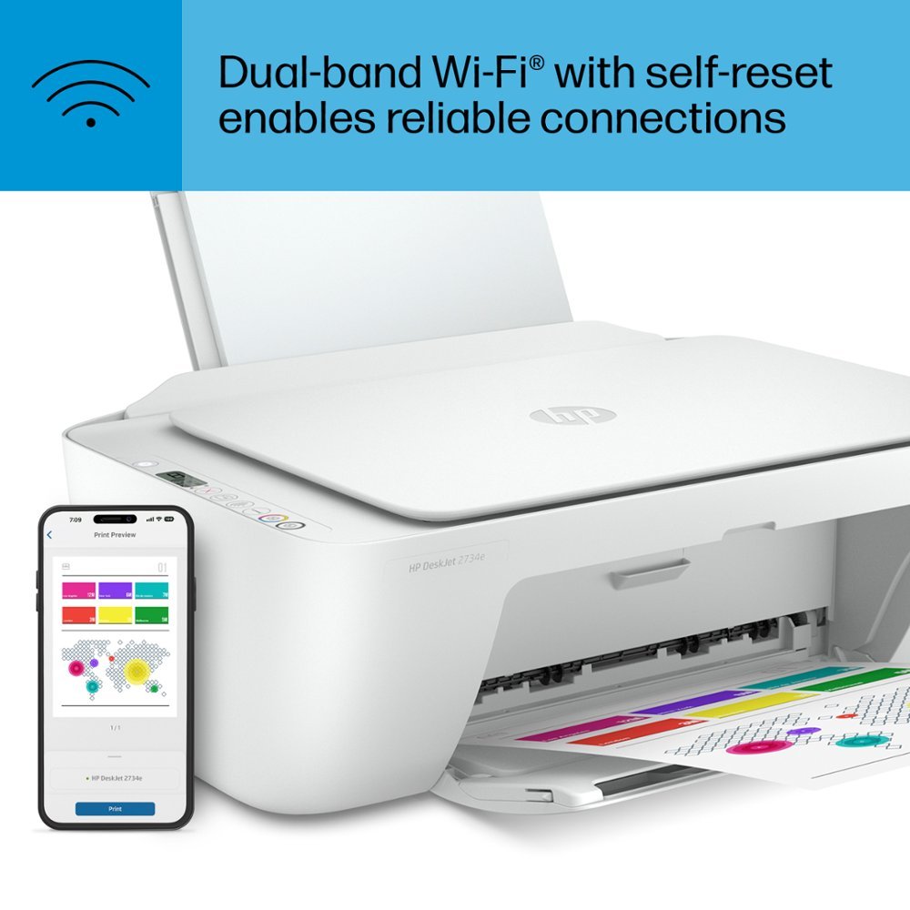 HP - DeskJet 2734e Wireless All-In-One Inkjet Printer with 6 months of Instant Ink included from HP+ - White