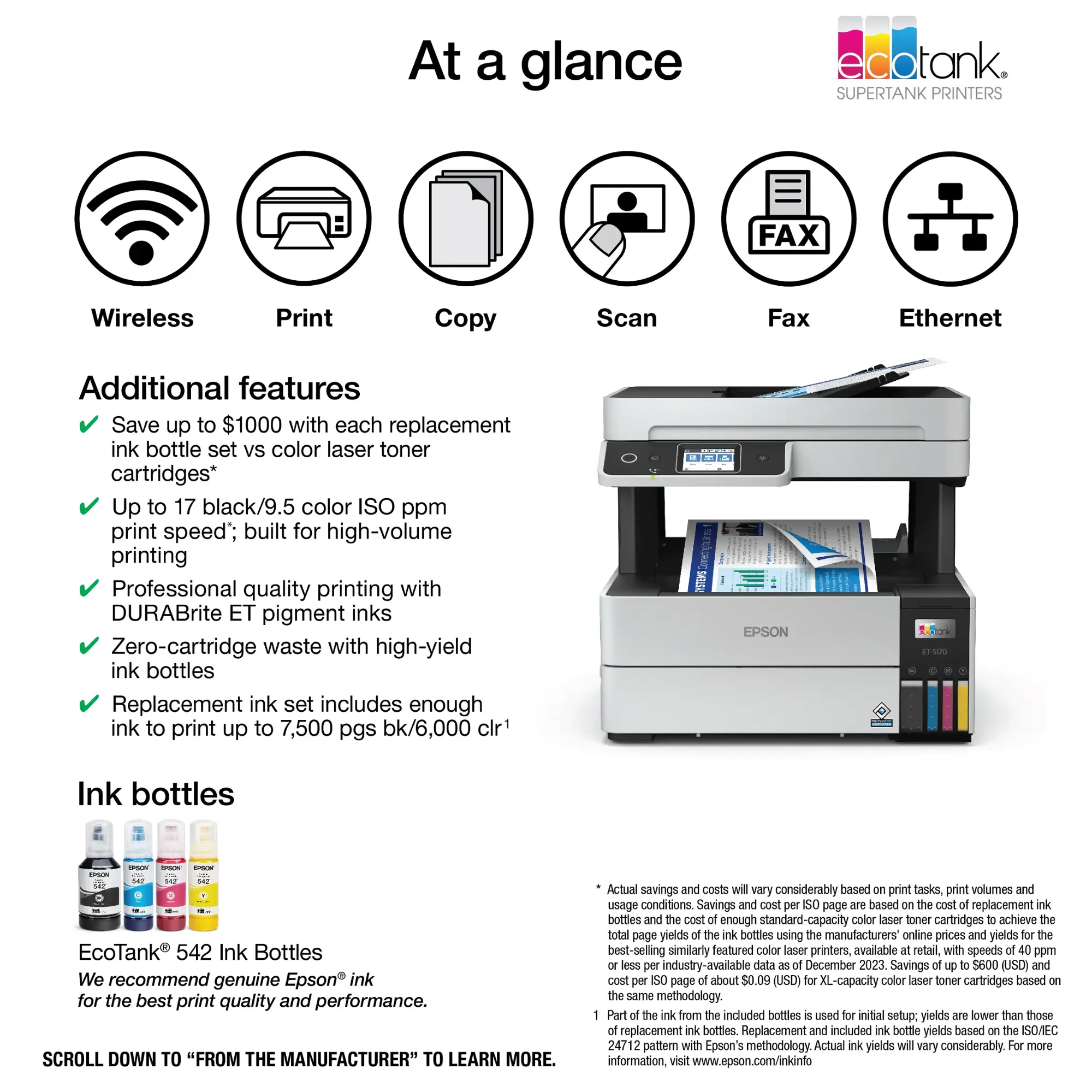 Epson - EcoTank Pro ET-5170 Wireless All-in-One Supertank Printer - Epson - EcoTank Pro ET-5170 Wireless All-in-One Supertank Printer - White-White