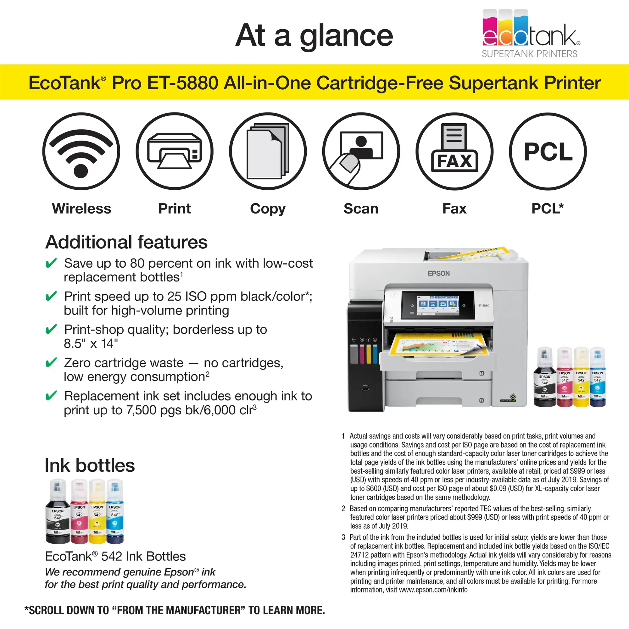 Epson - EcoTank Pro ET-5880 Wireless All-In-One Inkjet Printer with PCL Support - White-White