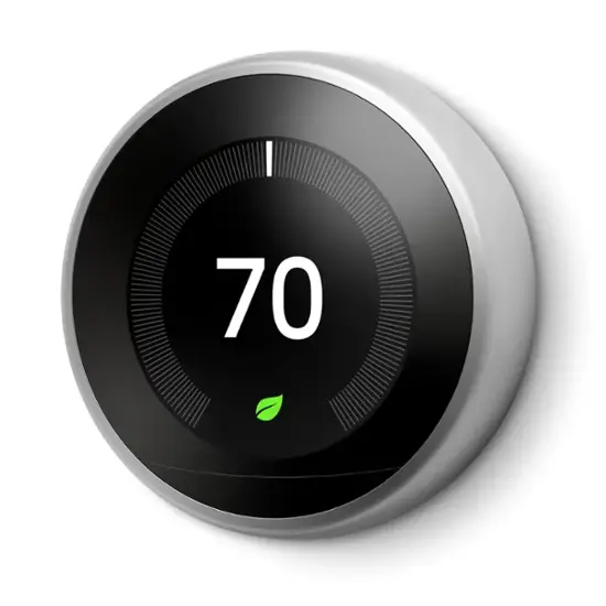 Google - Nest Learning Smart Wifi Thermostat - Stainless Steel-Steel