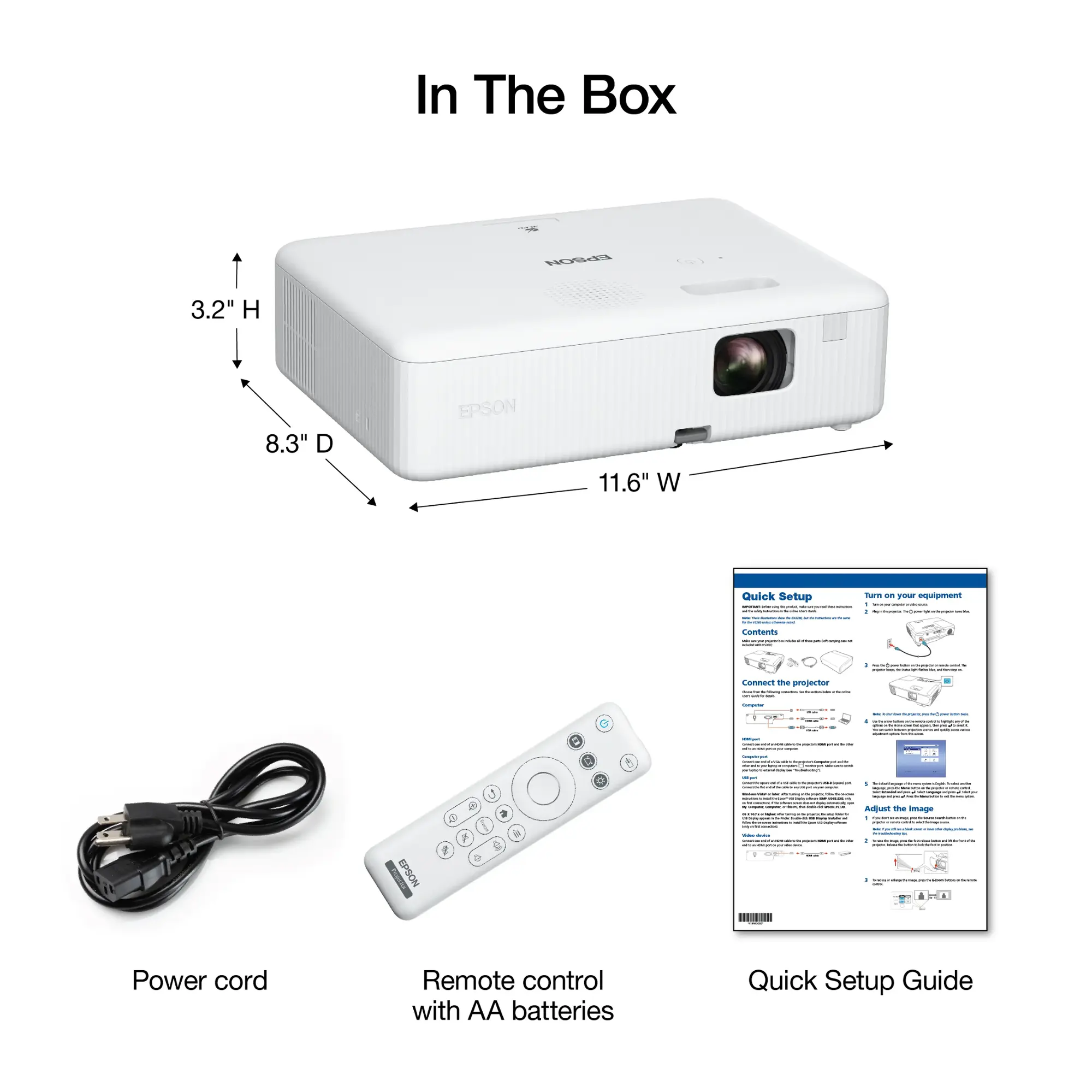 Epson - EpiqVision Flex CO-W01 Portable Projector, 3-Chip 3LCD, Built-in Speaker, 300-Inch Home Entertainment and Work - White-White