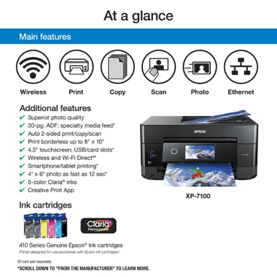 Epson - Expression Premium XP-7100 Wireless All-In-One Inkjet Printer - Black-Black