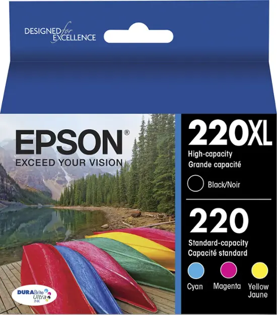 Epson - 220/220XL 4-Pack Ink Cartridges High Capacity and Standard Capacity - Black/Cyan/Magenta/Yellow