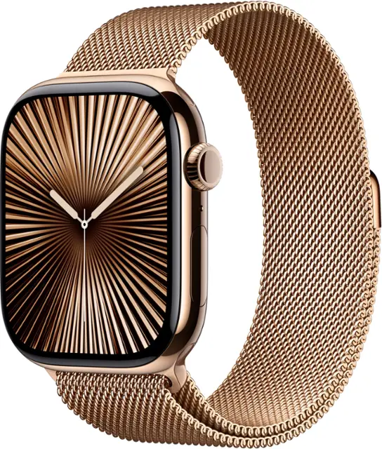 Apple Watch Series 10 (GPS+Cellular) 46mm Titanium Case with Gold Milanese Loop - M/L - Gold - (2024)