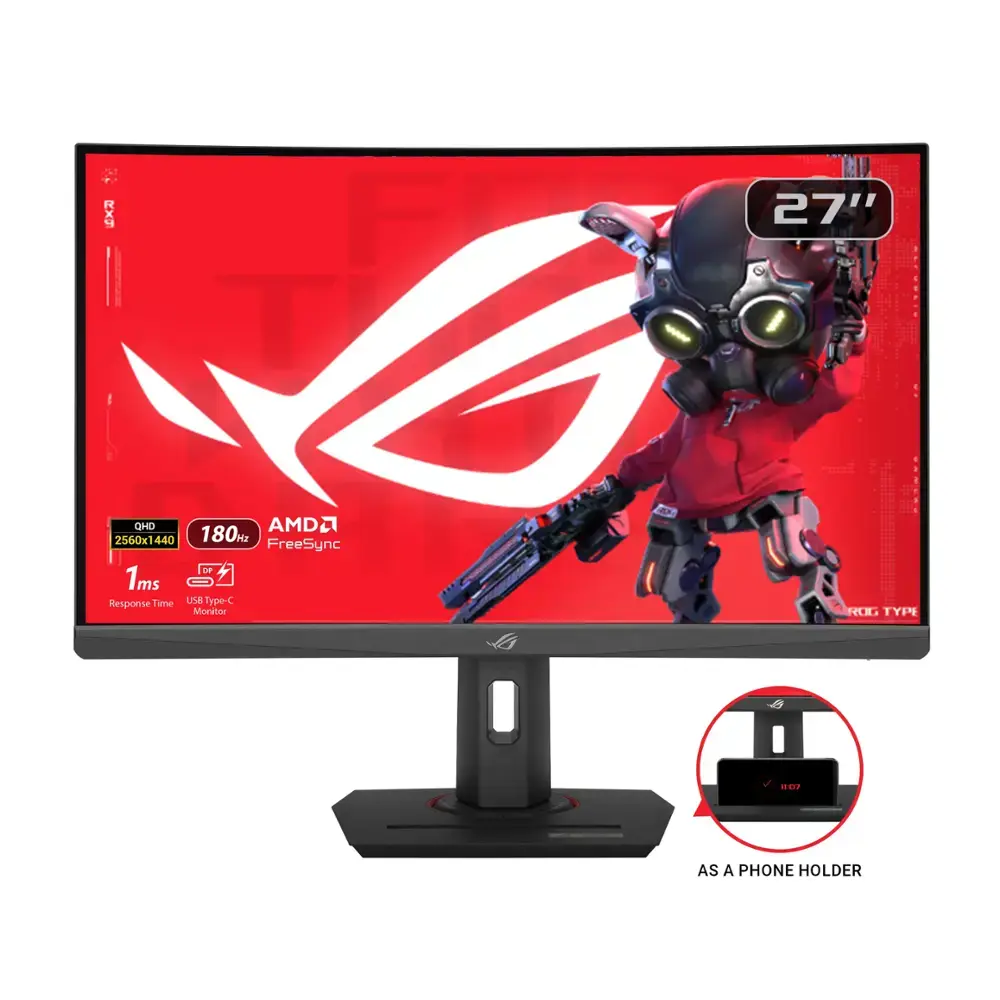 ASUS - ROG Strix 27” Curved 1440P 180Hz FreeSync Gaming Monitor with HDR (DisplayPort,HDMI,USB) - Black