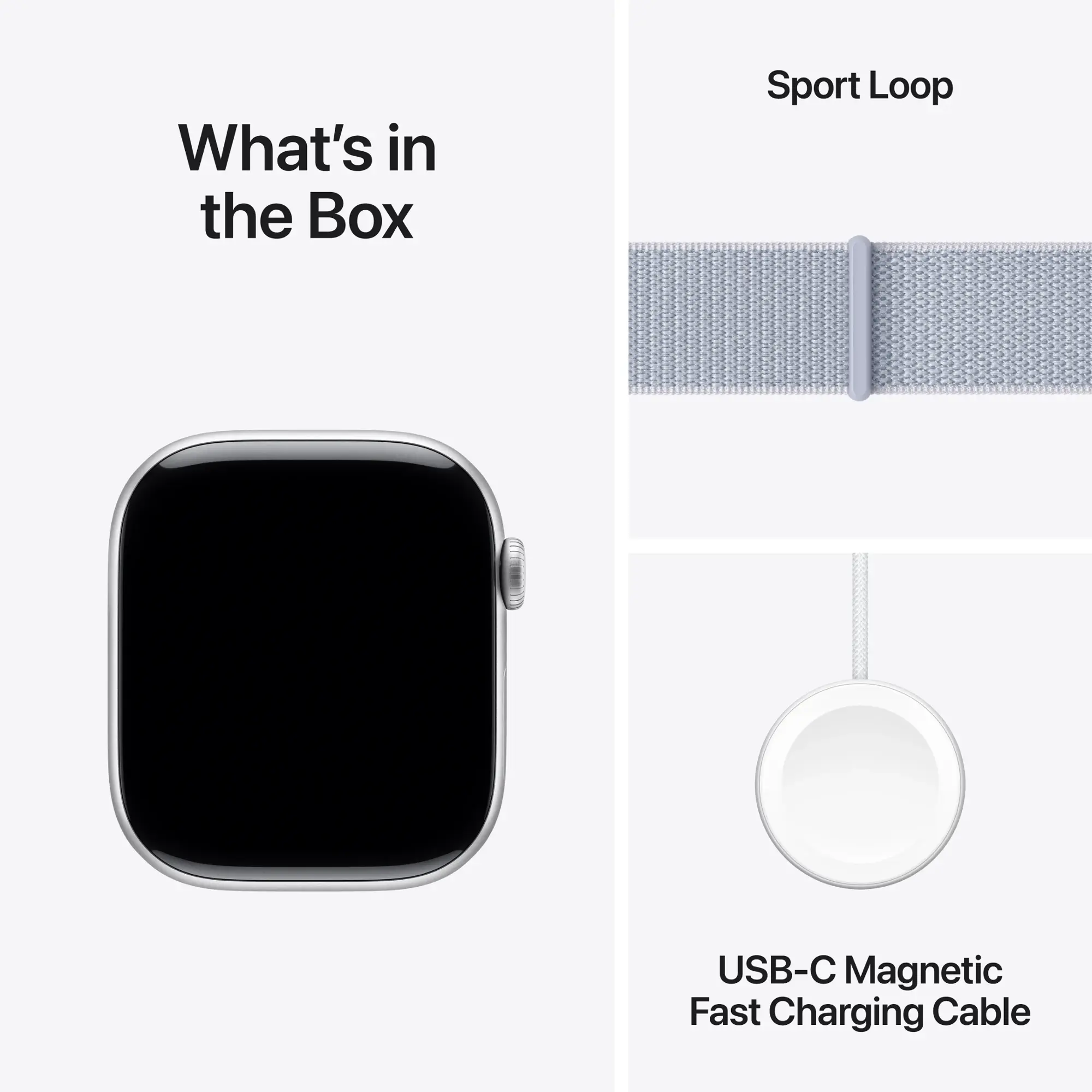 Apple Watch Series 10 (GPS) 46mm Aluminum Case with Blue Cloud Sport Loop - Silver - (2024)