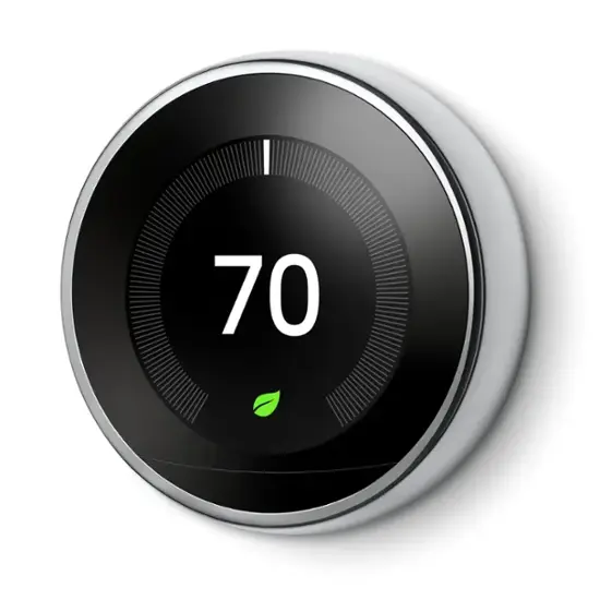 Google - Nest Learning Smart Wi fi Thermostat - Polished Steel-Silver