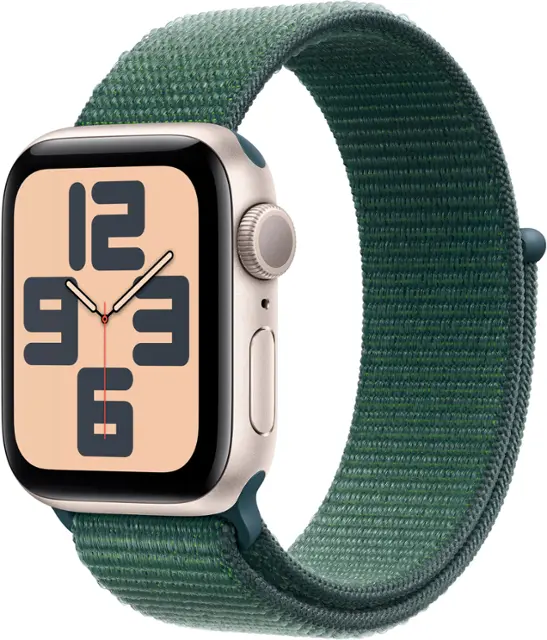 Apple Watch SE 2nd Generation (GPS) 40mm Aluminum Case with Lake Green Sport Loop - Starlight - (2024)