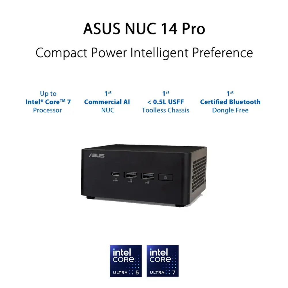 ASUS - NUC 14 Pro U5 - Intel Core Ultra U5 125H - 16GB Memory - 512GB SSD - Black