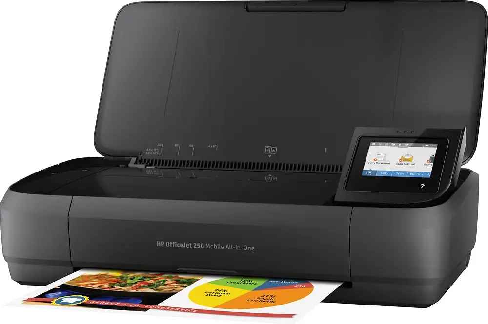 HP - OfficeJet 250 Mobile Wireless All-In-One Inkjet Printer - Black-Black