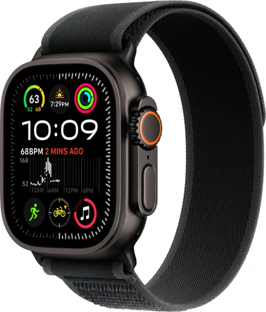 Apple Watch Ultra 2 (GPS+Cellular) 49mm Titanium Case with Black Trail Loop - M/L - Black - (2024)