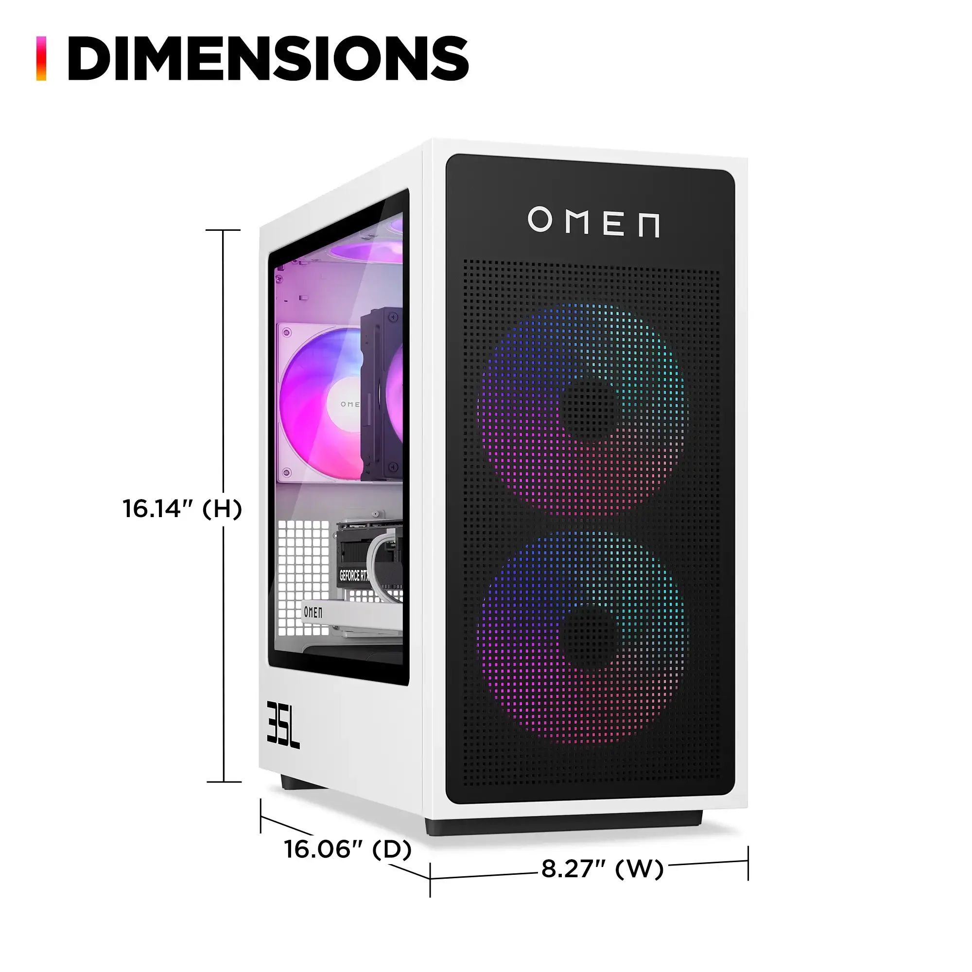 HP OMEN - 35L Gaming Desktop - AMD Ryzen 7 8700G - 16GB DDR5 Memory - NVIDIA GeForce RTX 4060 Ti - 1TB SSD - White/Black-AMD Ryzen 7 8000 Series-16 GB Memory-1 TB-White/Black