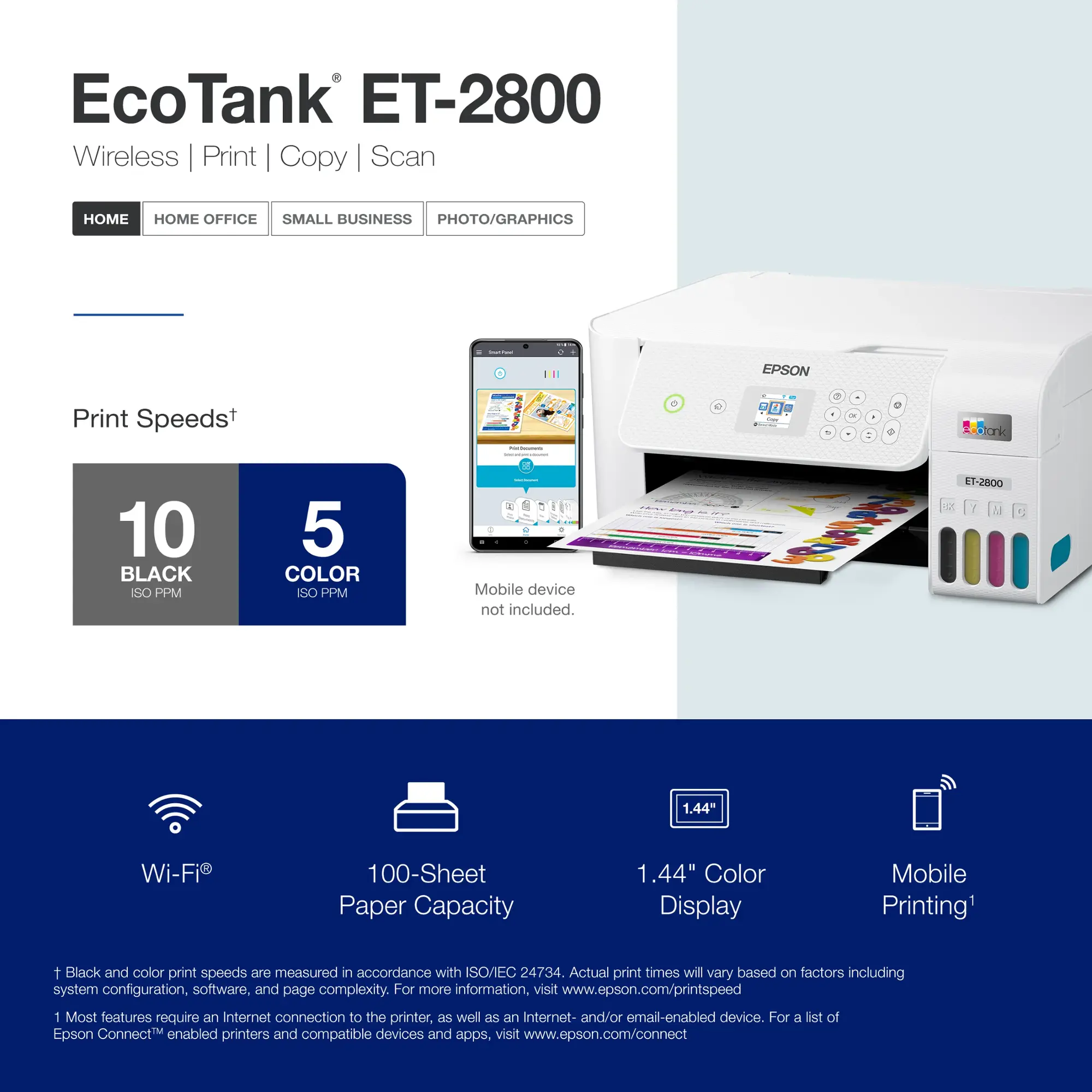 Epson - EcoTank ET-2800 Wireless All-in-One Supertank Inkjet Printer - White-White