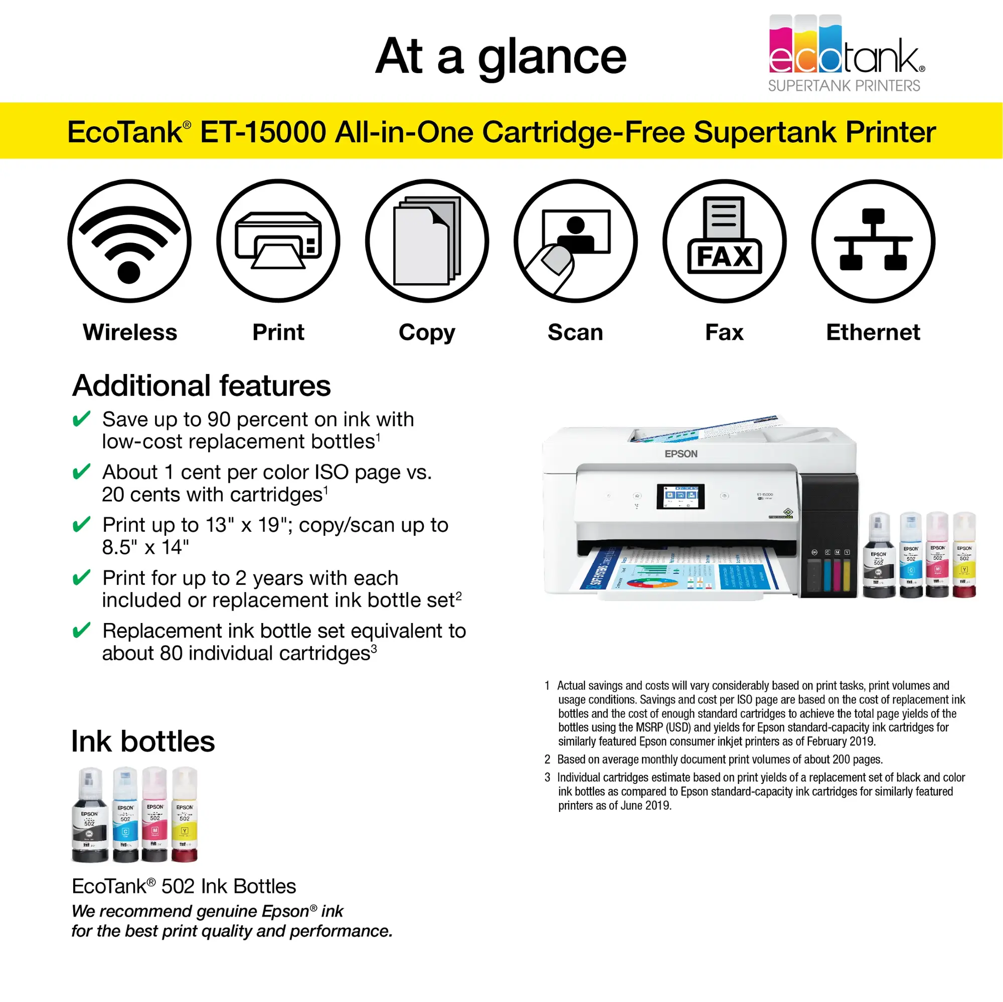 Epson - EcoTank ET-15000 Wireless All-In-One Inkjet Printer - White