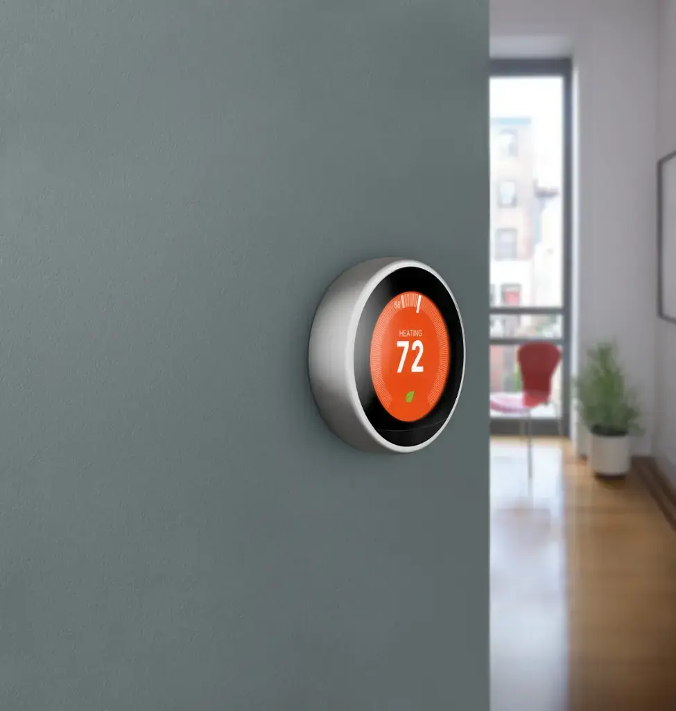 Google - Nest Learning Smart Wi fi Thermostat - Polished Steel-Silver