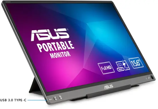 ASUS - ZenScreen 15.6” IPS FHD 1080P USB Type-C Portable Monitor with Foldable Smart Case - Dark Gray