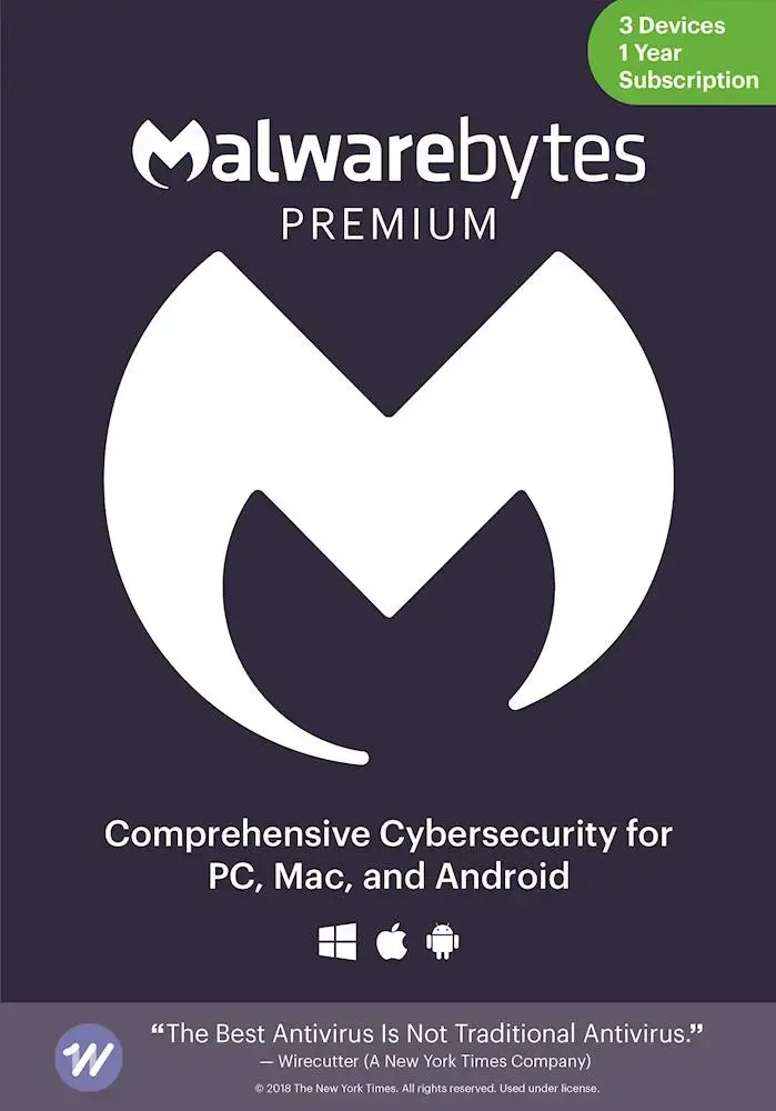 Malwarebytes - Premium (3-Devices) - Android, Apple iOS, Chrome, Mac OS, Windows