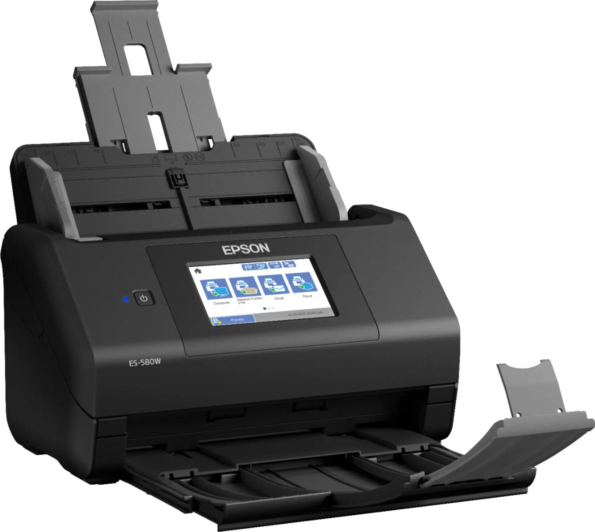 Epson - WorkForce ES-580W Wireless Duplex Touchscreen Desktop Document Scanner - Black-Black