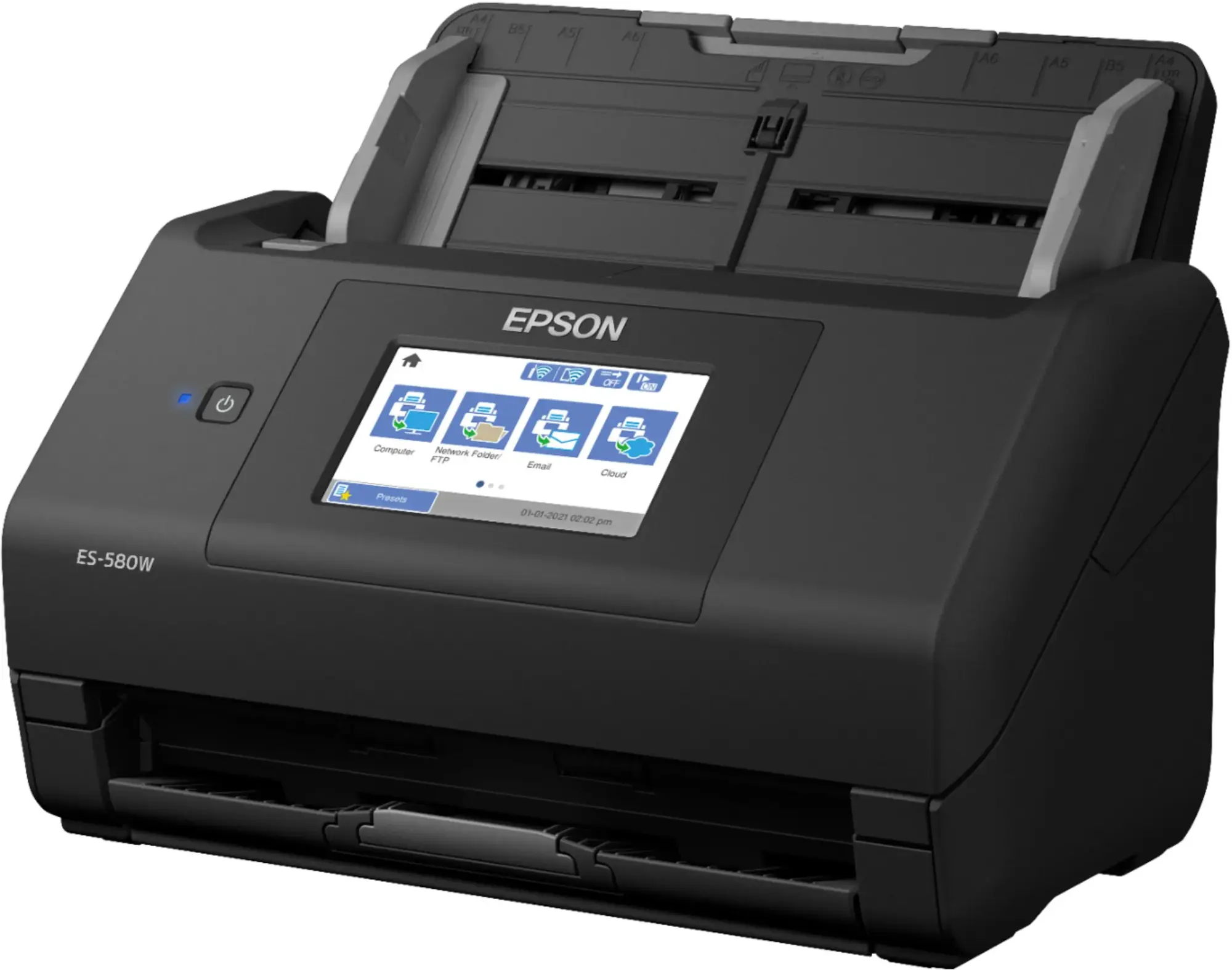 Epson - WorkForce ES-580W Wireless Duplex Touchscreen Desktop Document Scanner - Black