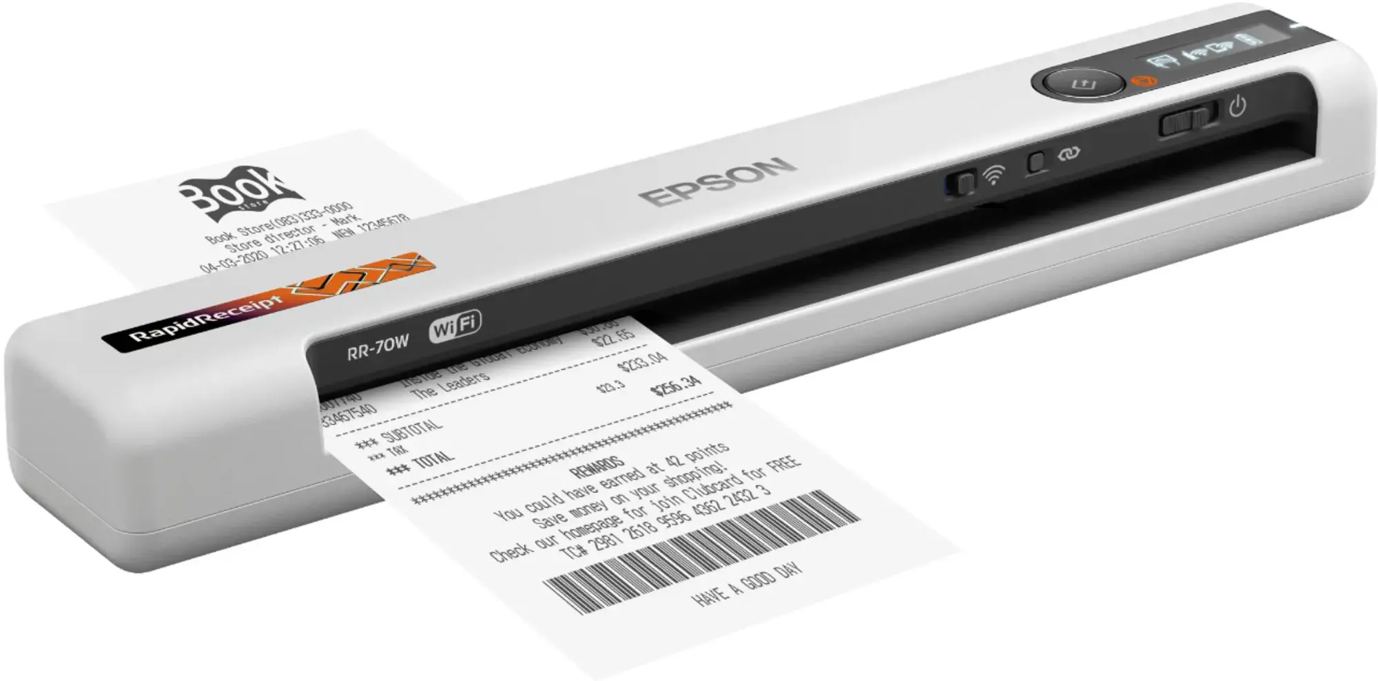 Epson - RapidReceipt RR-70W Wireless Mobile Receipt and Color Document Scanner - White-White