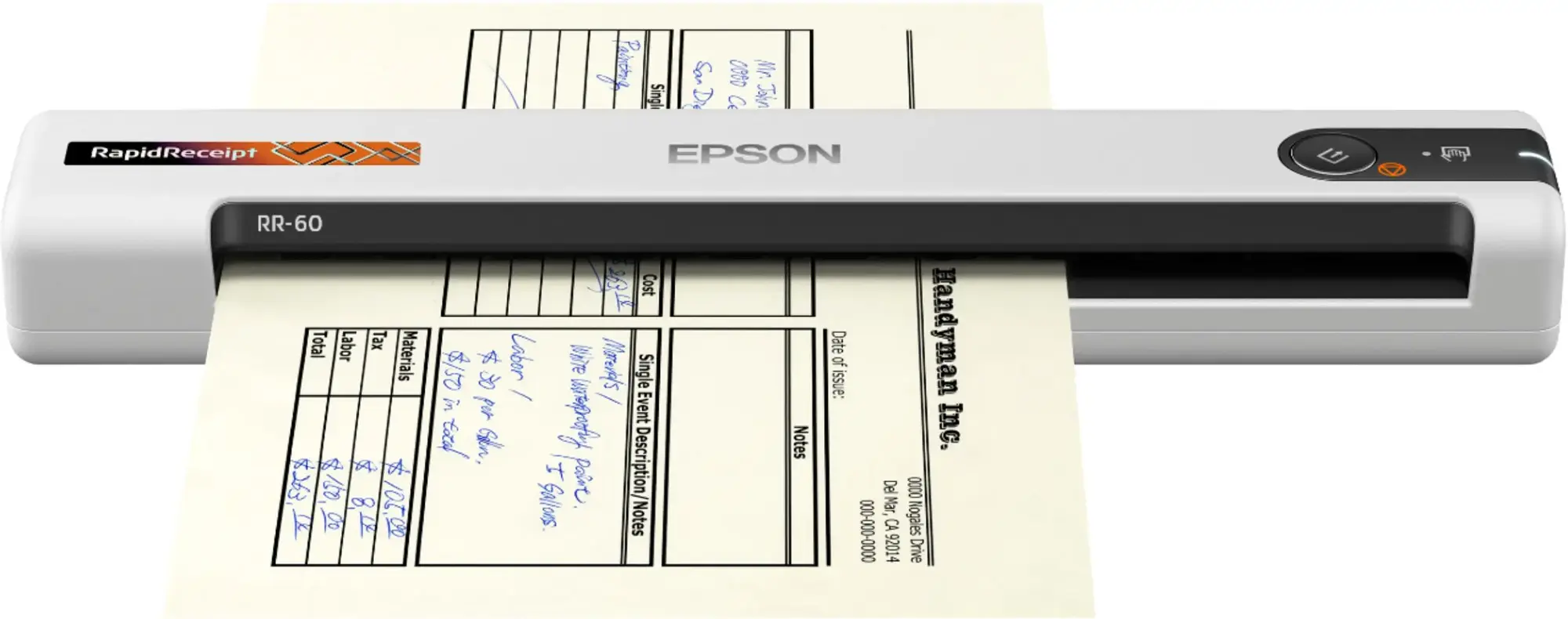 Epson - RapidReceipt RR-60 Mobile Receipt and Color Document Scanner - White-White