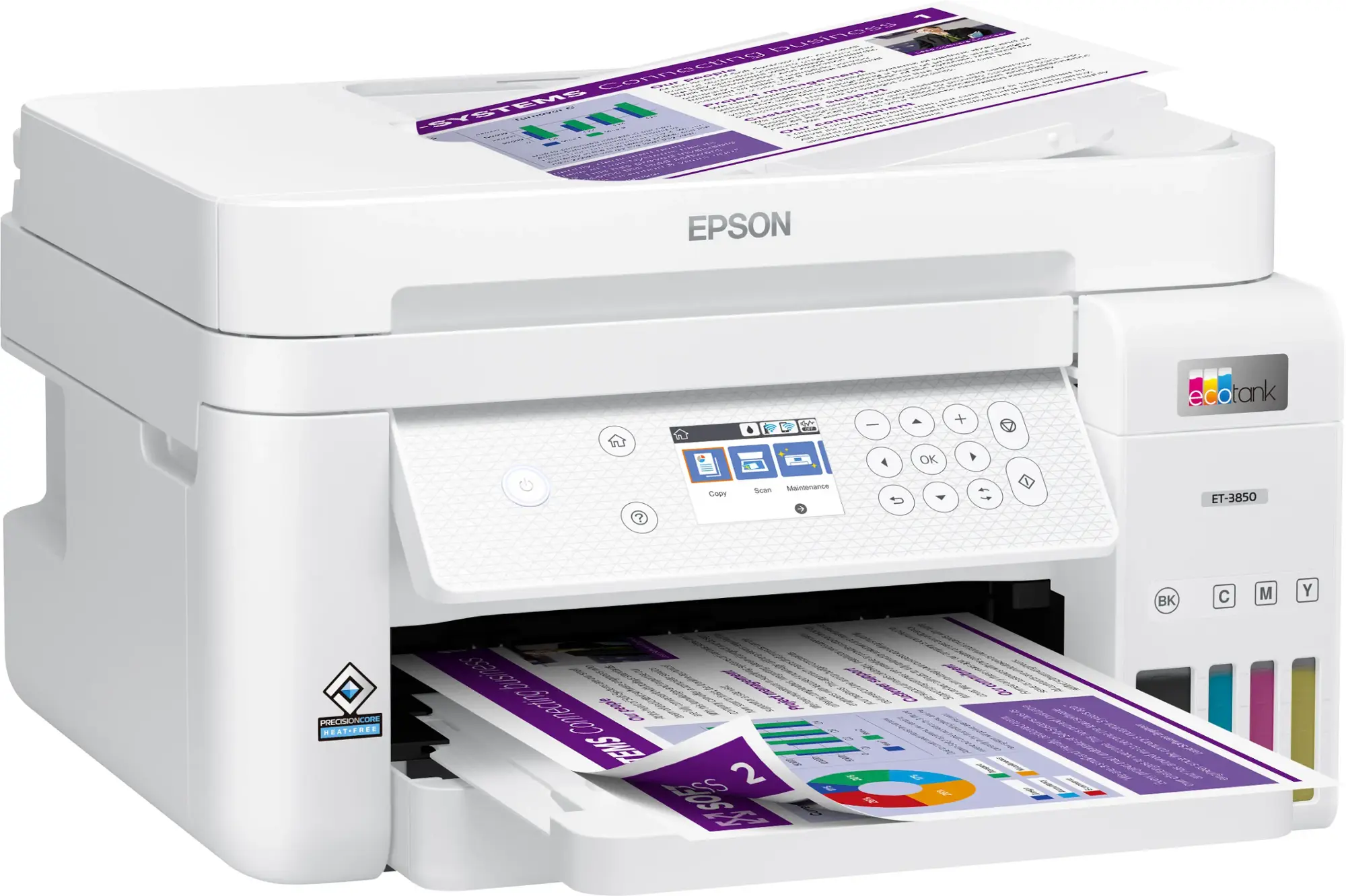 Epson - EcoTank ET-3850 All-in-One Supertank Inkjet Printer - White-White