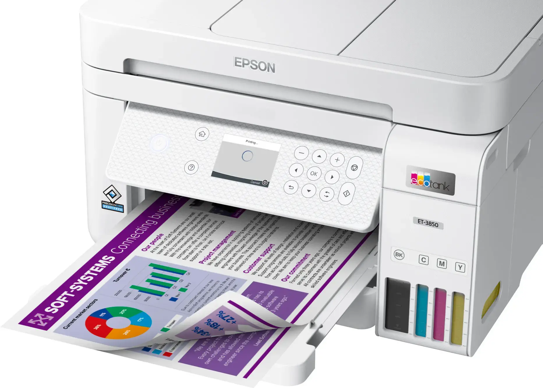 Epson - Eco Tank ET-3850 All-in-One Super tank Inkjet Printer - White