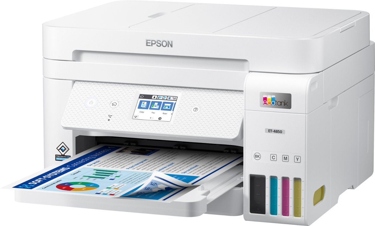 Epson - EcoTank ET-4850 All-in-One Supertank Inkjet Printer - White-White