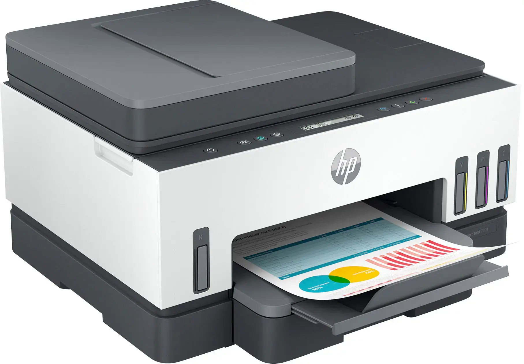 HP - Smart Tank 7301 Wireless All-In-One Supertank Inkjet Printer with up to 2 Years of Ink Included - White & Slate-White & Slate