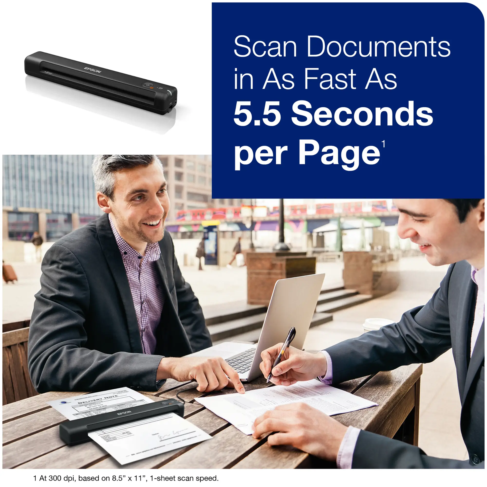 Epson - WorkForce ES-50 Mobile Color Sheetfed Document Scanner - Black-Black