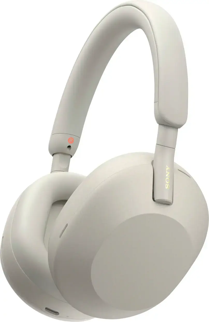 Sony - WH-1000XM5 Wireless Noise-Canceling Over-the-Ear Headphones - Silver-Silver