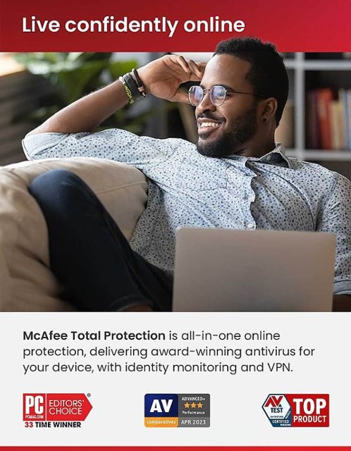 McAfee - Total Protection (1 Device) Antivirus & Internet Security Software (1-Year Subscription) - Android, Apple iOS, Chrome, Mac OS, Windows [Digital]