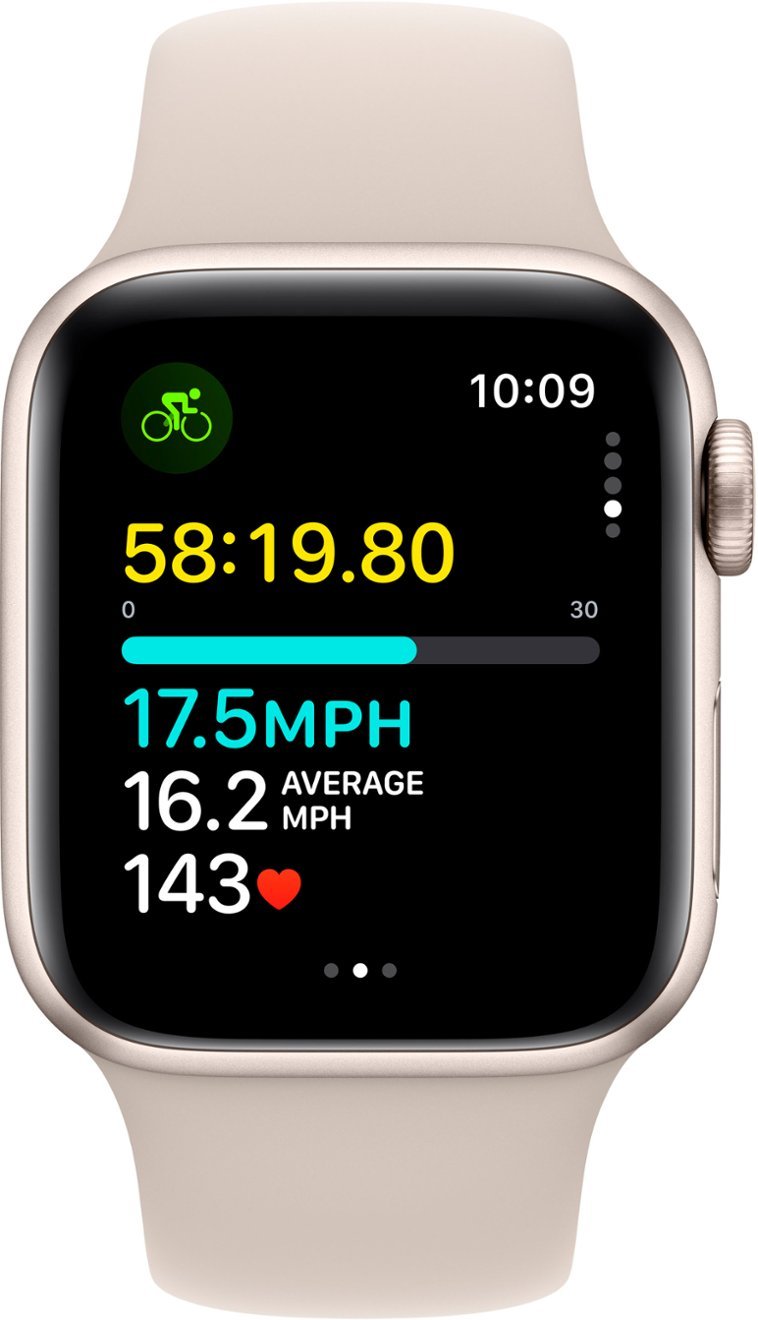 Apple Watch SE 2nd Generation (GPS + Cellular) 44mm Starlight Aluminum Case with Starlight Sport Band - M/L - Starlight-44 millimeters-Starlight