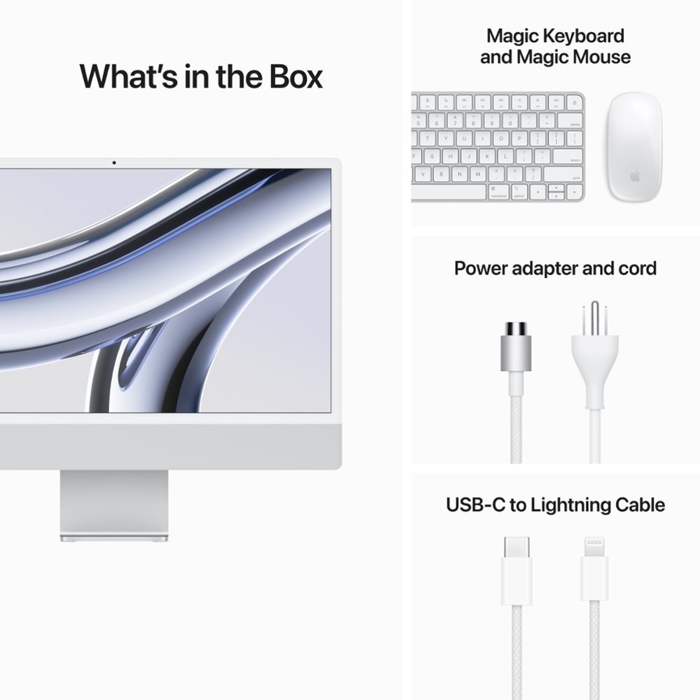 Apple - iMac 24" All-In-One - M3 chip - 8GB Memory - 256GB (Latest Model) - Silver-Apple M3-8 GB Memory-256 GB-Silver