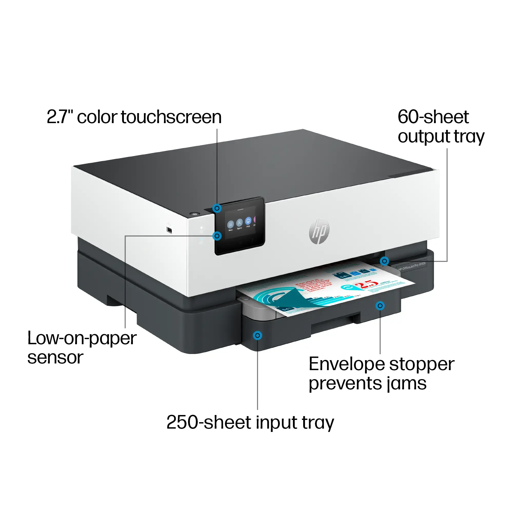 HP - Office Jet Pro 9110b Wireless Inkjet Printer - White-White