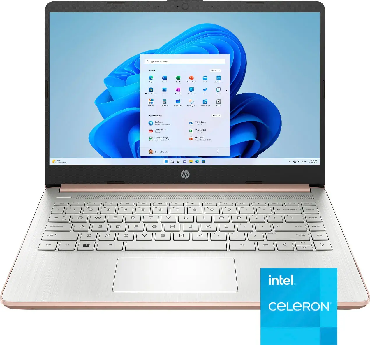 HP - 14" Laptop - Intel Celeron - 4GB Memory - 128GB eMMC - Rose Gold