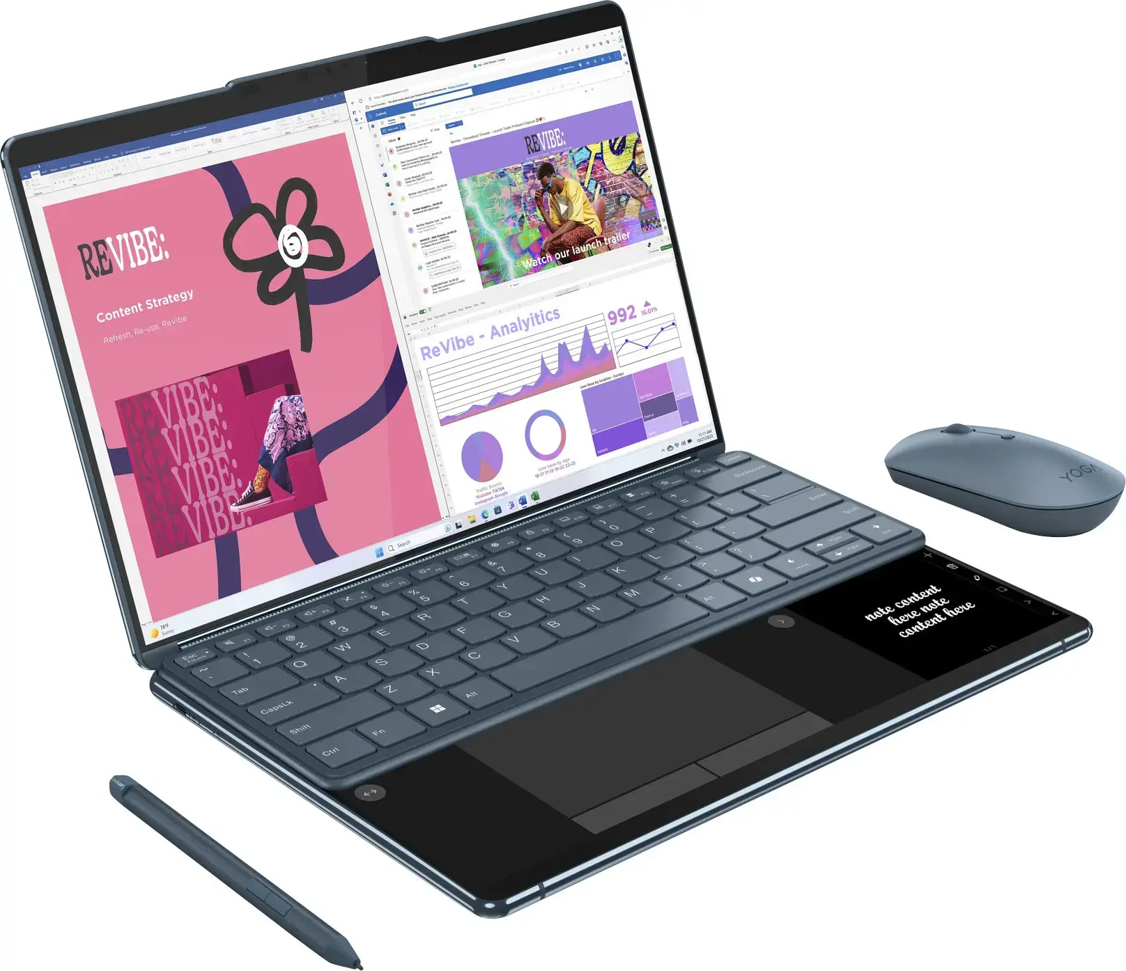 Lenovo - Yoga Book 9i 2-in-1 13.3" 2.8K Dual Screen OLED Touchscreen Laptop - Intel Core Ultra 7 155U with 16GB Memory - 1TB SSD - Tidal Teal