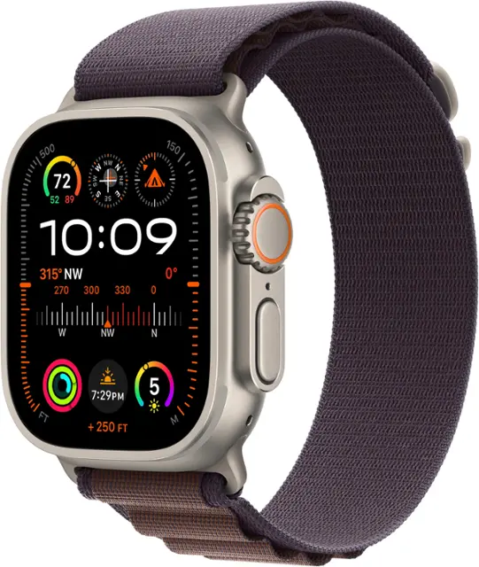 Apple Watch Ultra 2 GPS + Cellular 49mm Titanium Case with Indigo Alpine Loop  (Medium) - Silver - (2023)