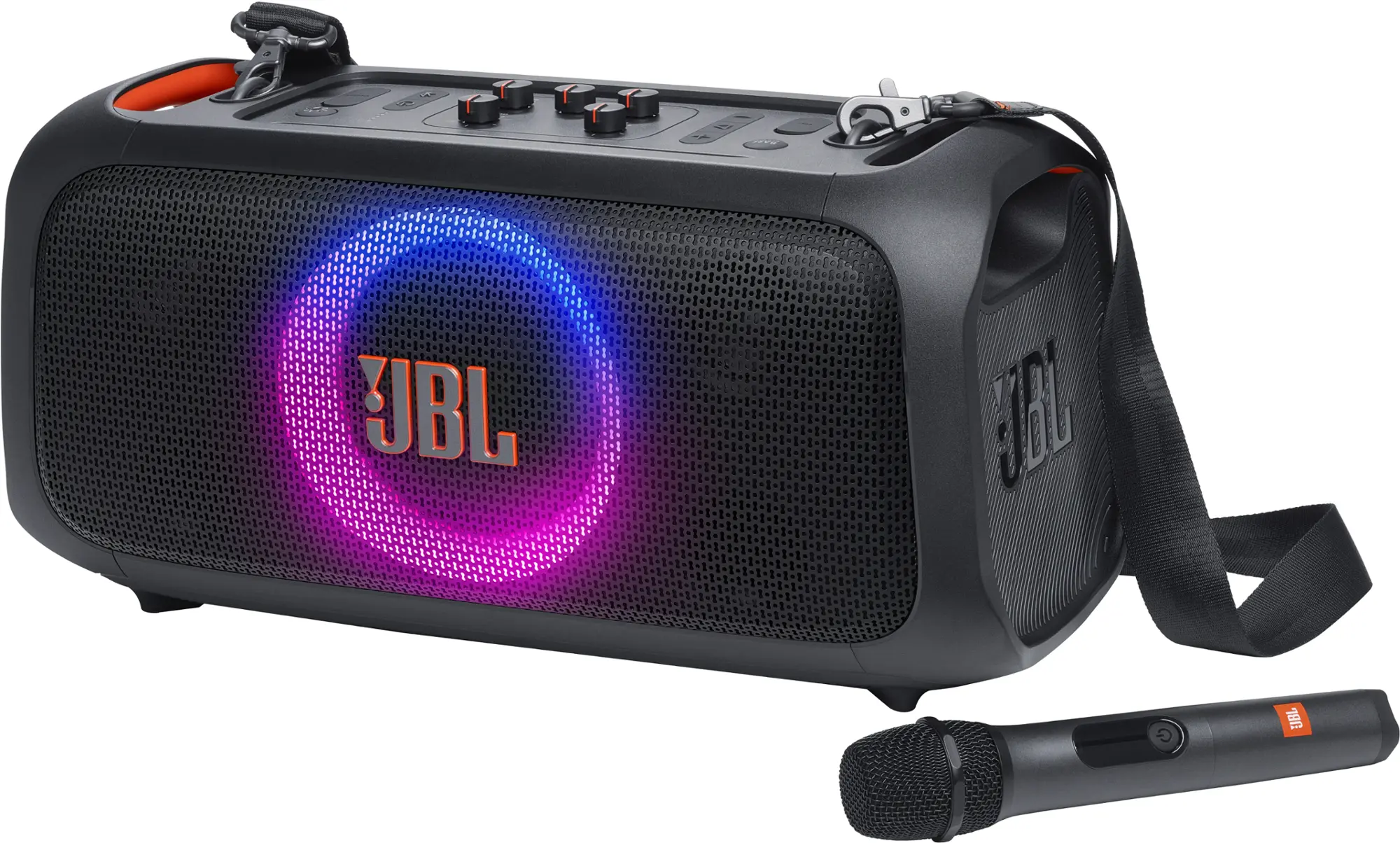 JBL - PartyBox On-The-Go Essential Portable Wireless Party Speaker with Wireless Microphone - Black