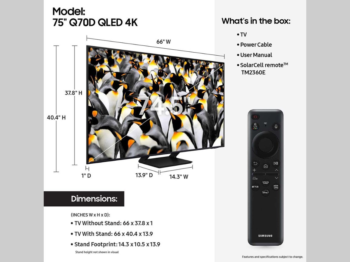 Samsung - 75” Class Q70D Series QLED 4K Smart Tizen TV (2024)