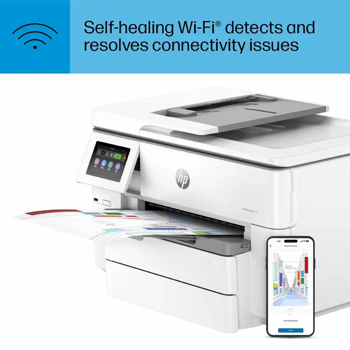 HP - OfficeJet Pro 9730e Wireless All-In-One Wide Format Inkjet Printer with 3 Months of Instant Ink Included with HP+ - White-White