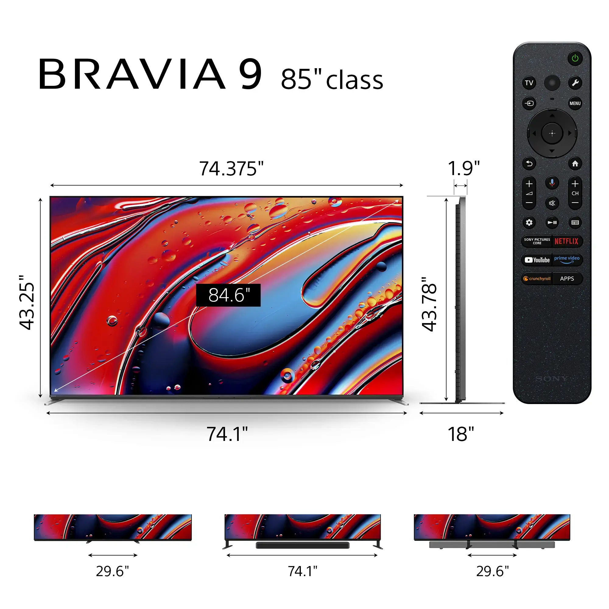 Sony - 85" Class BRAVIA 9 Mini LED QLED 4K UHD Smart Google TV (2024)-85 inches